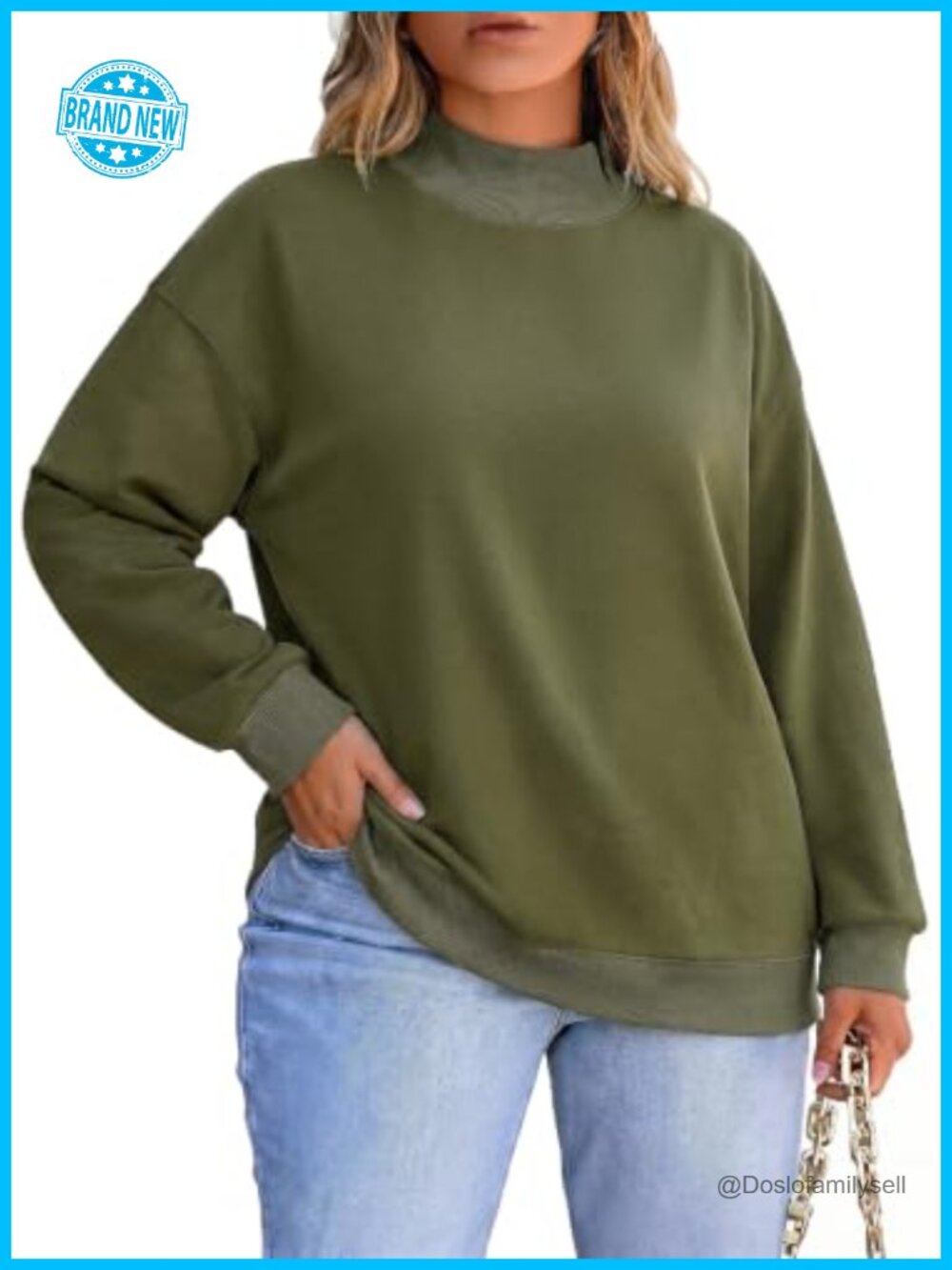 Plus Size Mock Neck Long Sleeve Pullover Sweatshirt